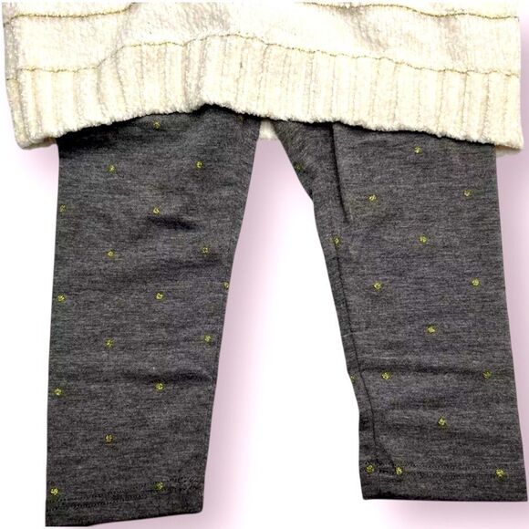 DKNY NEW Cream Sweater & Gray Leggings Set ~ Gold Accent Threads Polka Dots 18m - Picture 5 of 10